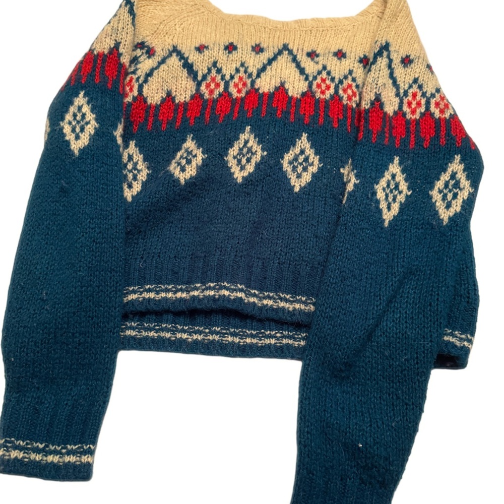 Nordic Knit Sweater in Red, Blue, and Cream